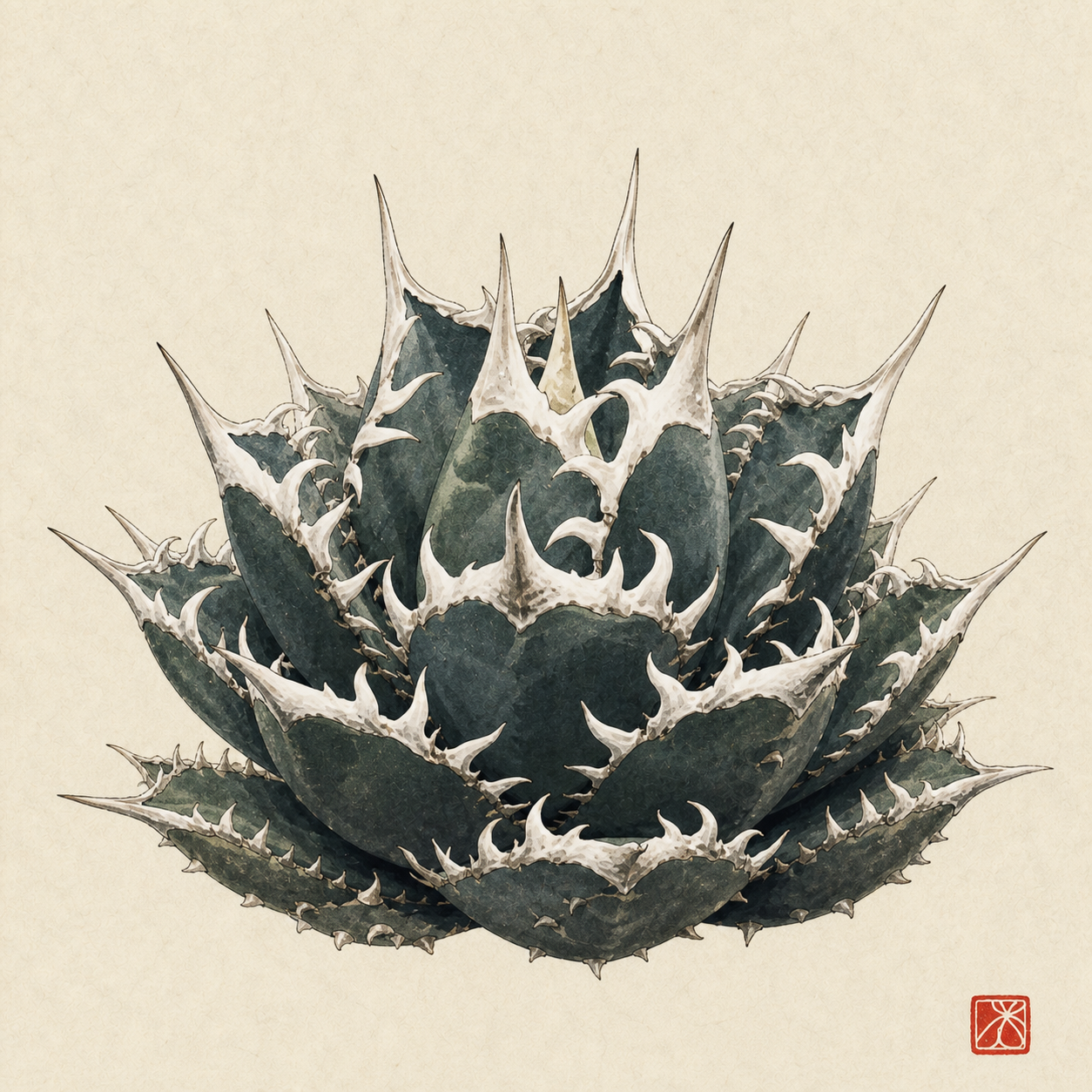アガベ 大白鯊の墨絵