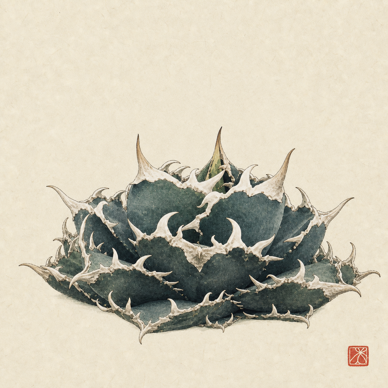 アガベ 螃蟹の墨絵