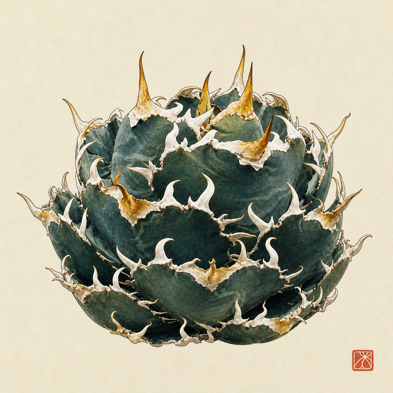 アガベ 金鯨の墨絵