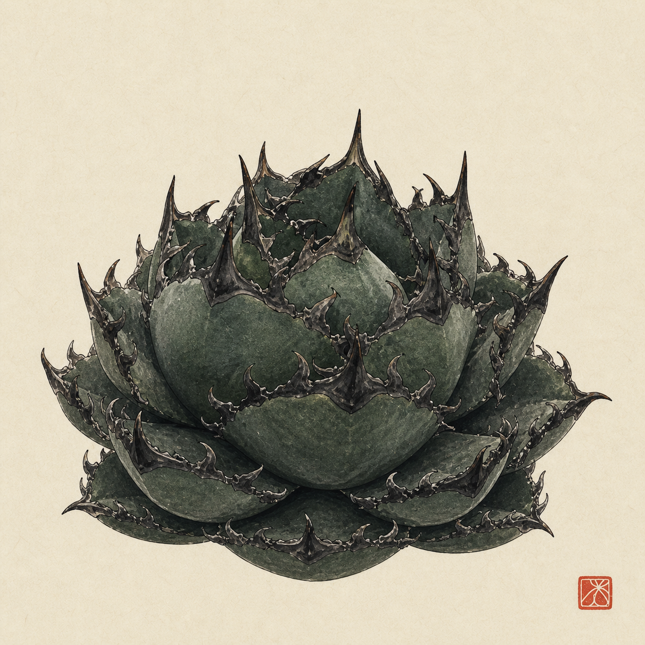 アガベ 黒鯨の墨絵