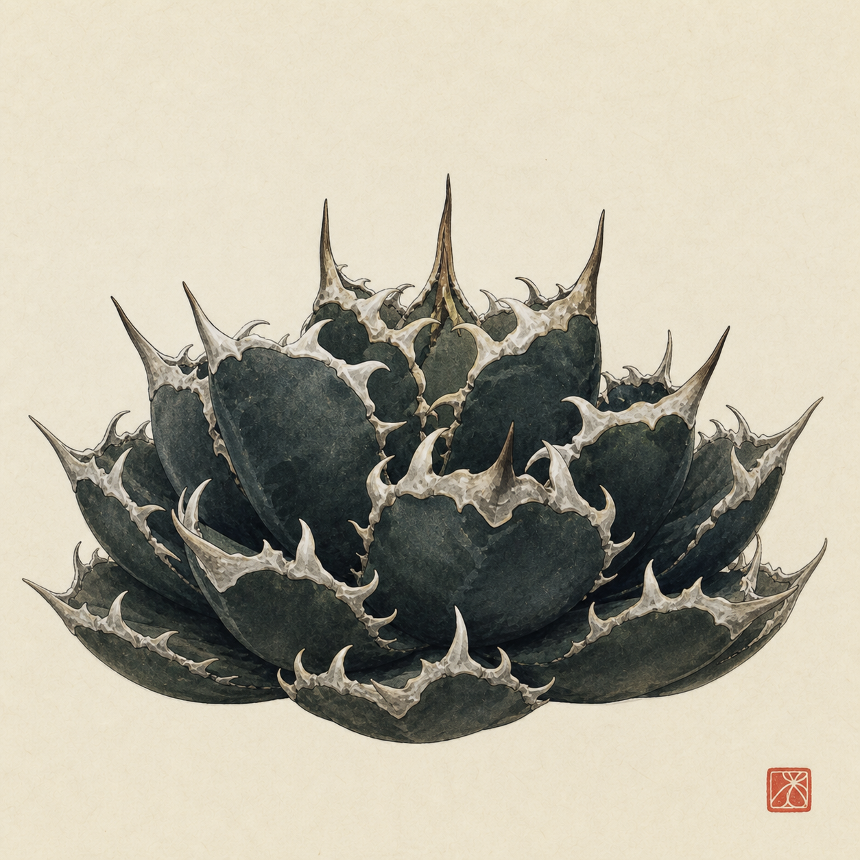 アガベ 黒犀牛の墨絵