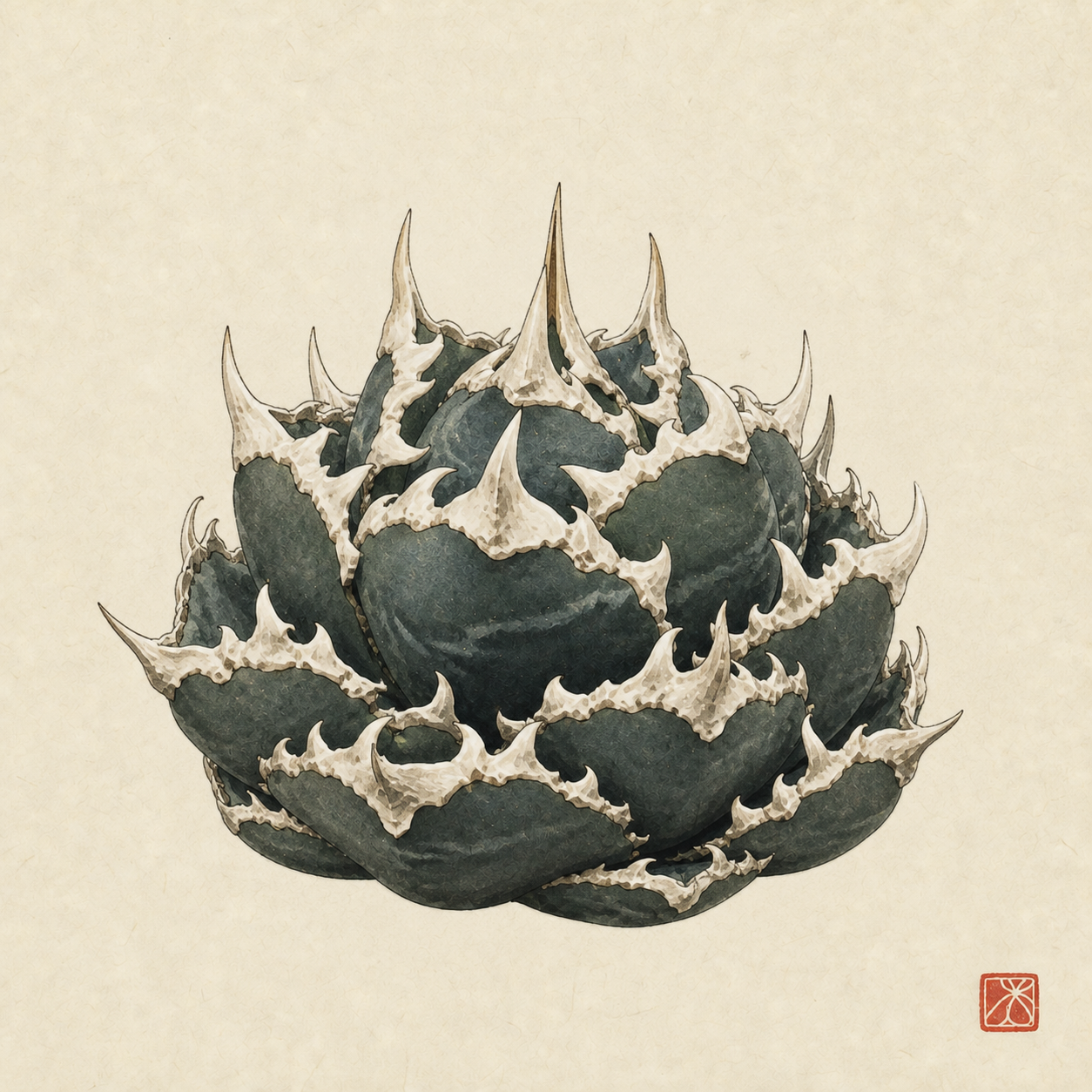 アガベ 金剛の墨絵