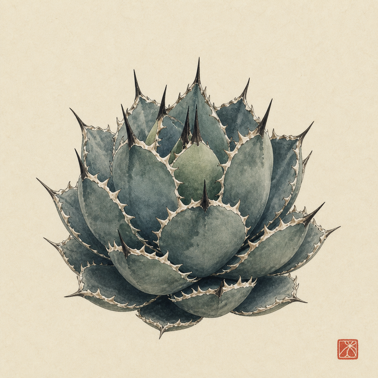 アガベ 黒豹の墨絵