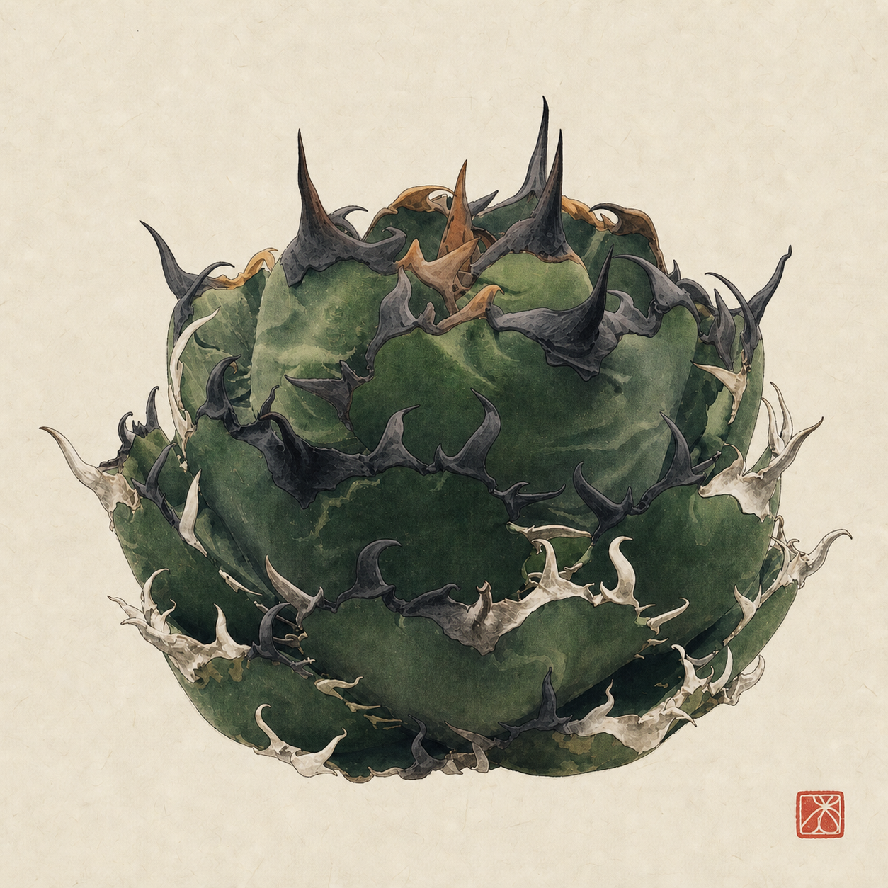 アガベ 黒火焔の墨絵