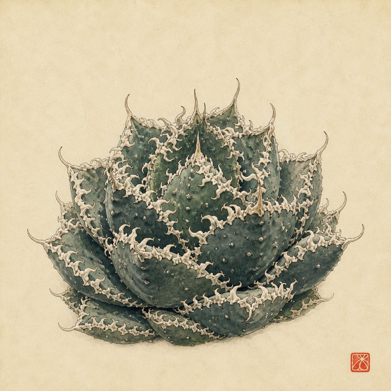 アガベ 麻花龍の墨絵