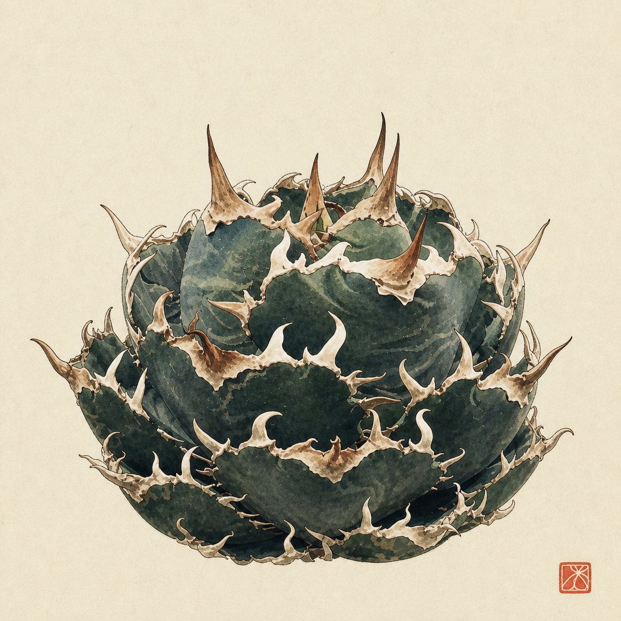 アガベ 農大No.1の墨絵