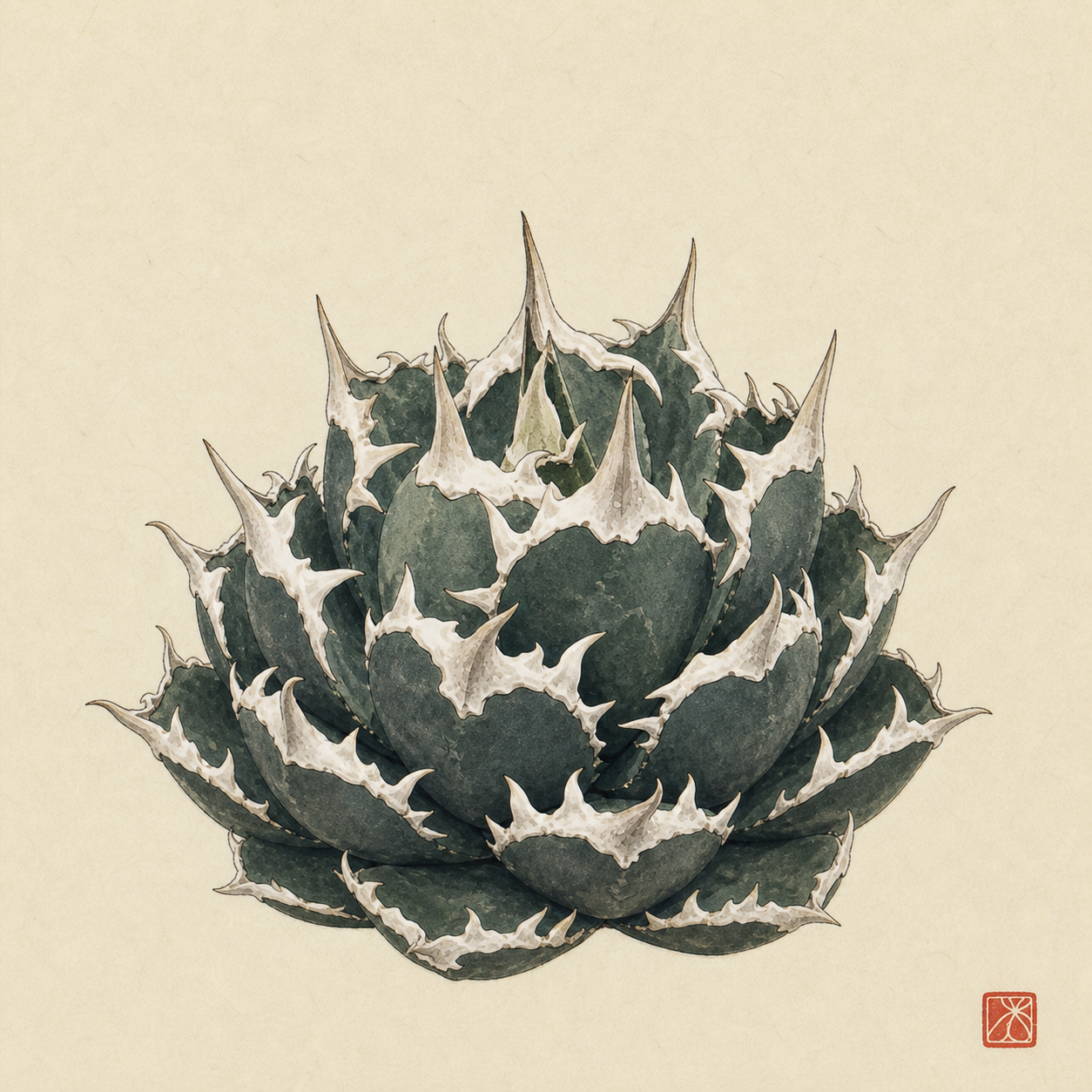 アガベ 清櫻の墨絵